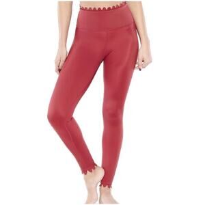 Electric Yoga Lusting Leggings Scalloped High Rise Yoga Pants, Red